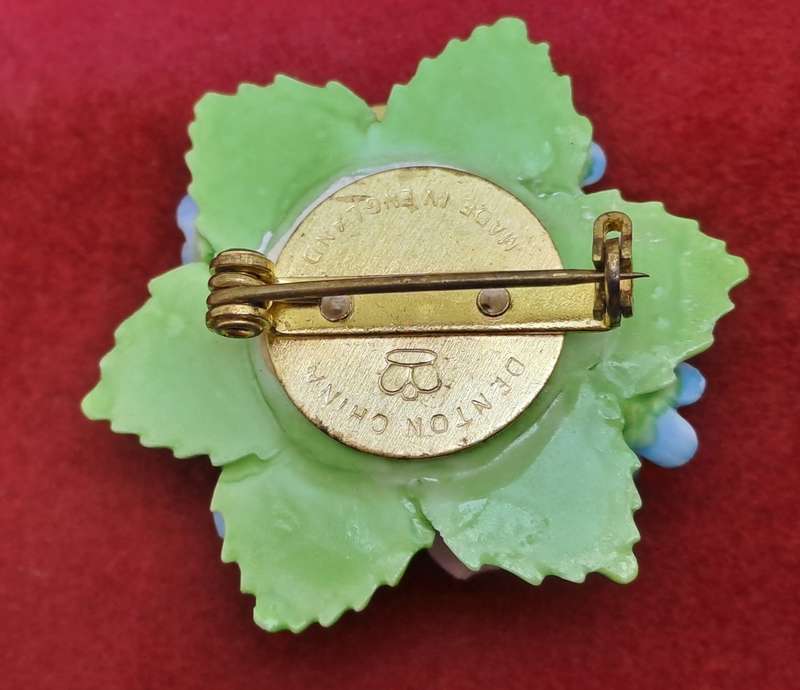 Vintage Floral Denton Bone China Brooch -Made in England