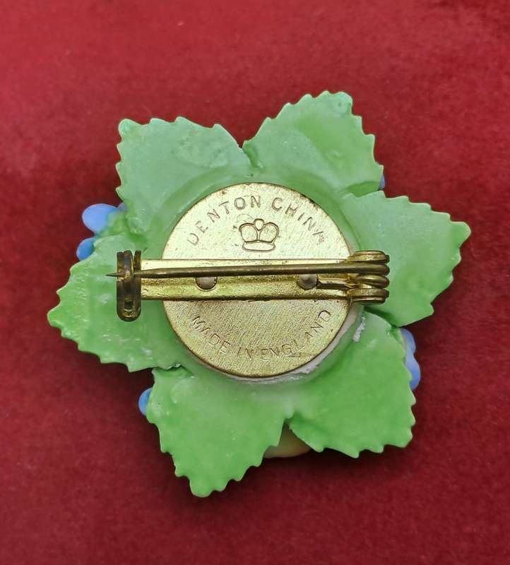 Vintage Floral Denton Bone China Brooch -Made in England