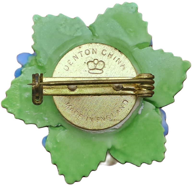 Vintage Floral Denton Bone China Brooch -Made in England