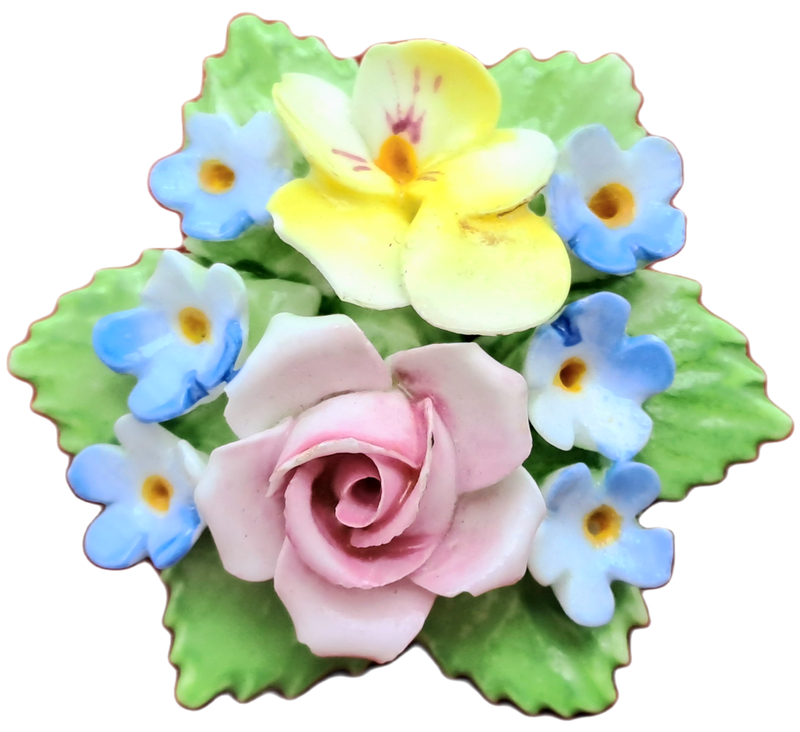 Vintage Floral Denton Bone China Brooch -Made in England