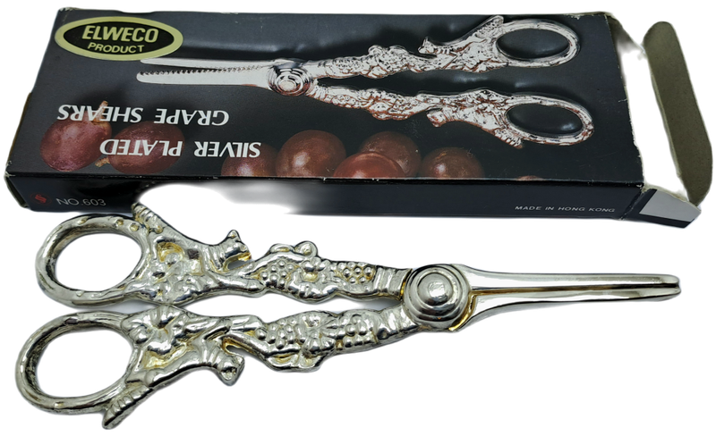 Vintage Elweco Silver Plated Grape Shears -boxed