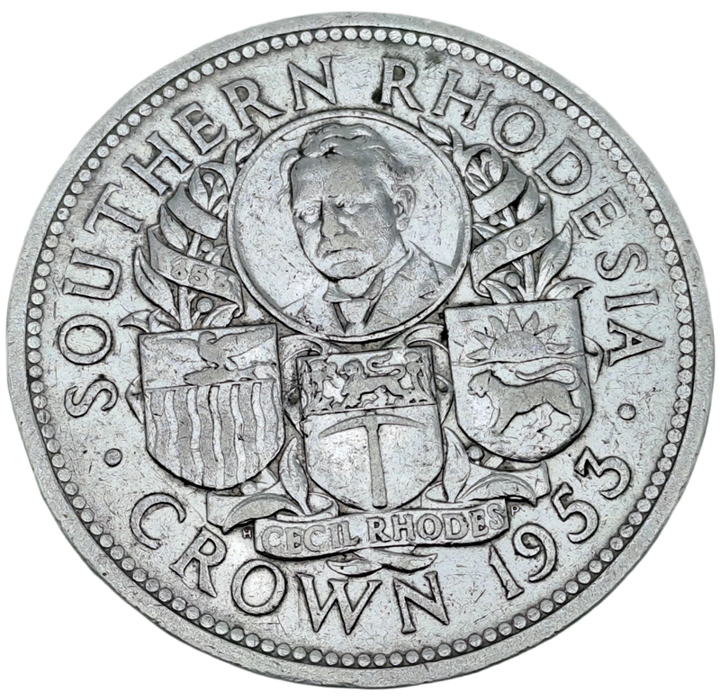 1953 Southern Rhodesia Silver 1 Crown -100th Birthday of Cecil Rhodes-