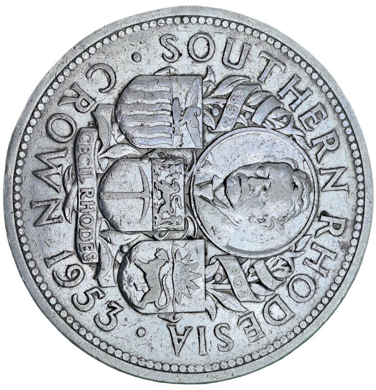 1953 Southern Rhodesia Silver 1 Crown -100th Birthday of Cecil Rhodes-