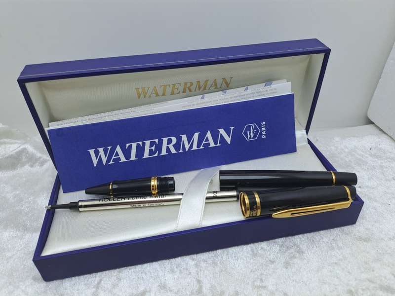 Vintage Waterman Rollerball pen-Black and Gold-pen  In Box -Ink is dry