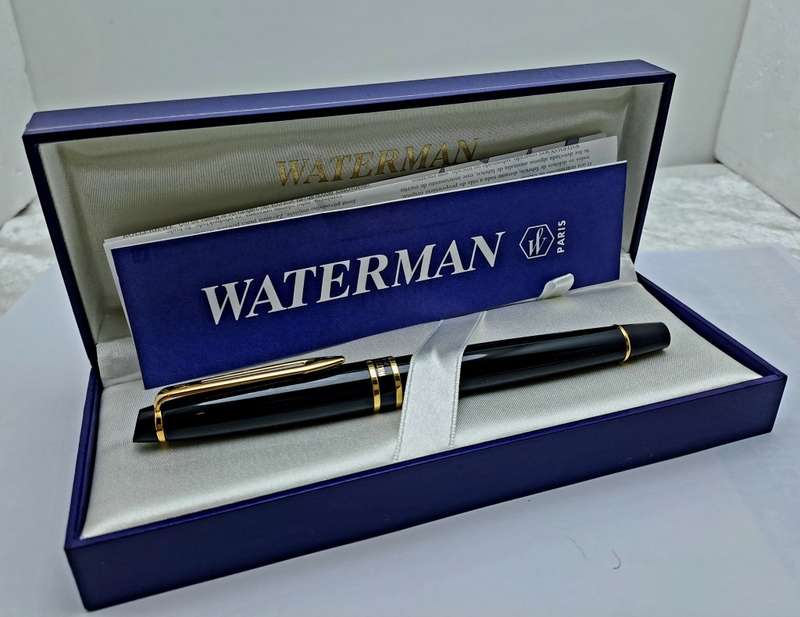 Vintage Waterman Rollerball pen-Black and Gold-pen  In Box -Ink is dry