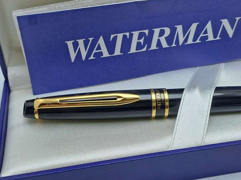 Vintage Waterman Rollerball pen-Black and Gold-pen  In Box -Ink is dry