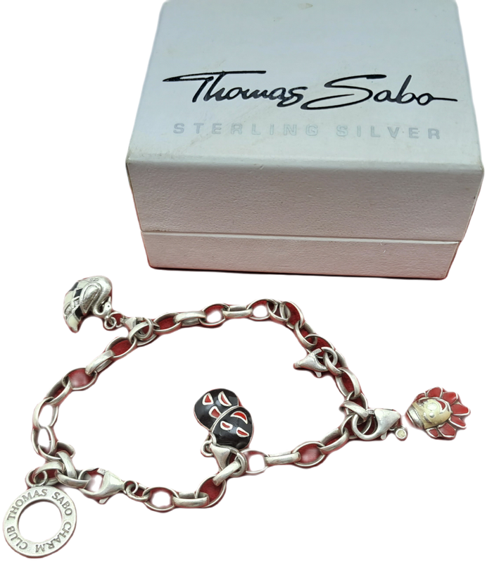 Collectable Vintage Sterling Silver Thomas Sabo Charm Bracelet with 4 charms