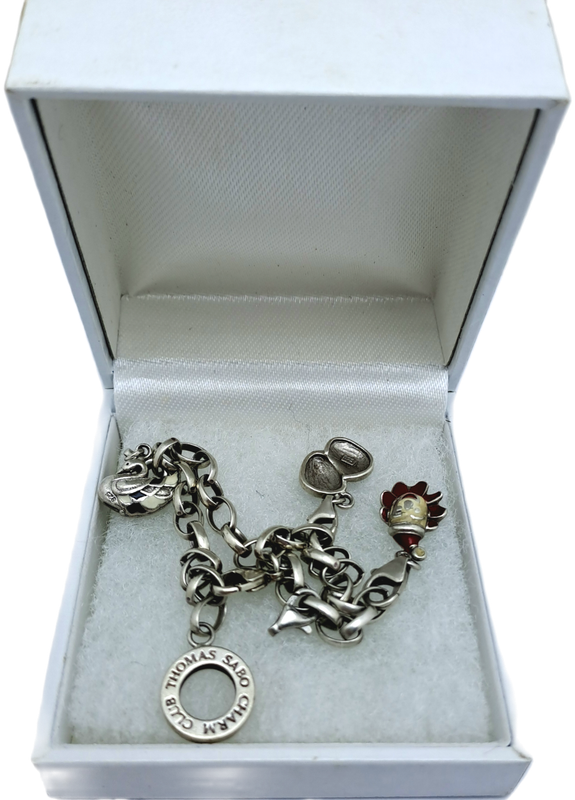 Collectable Vintage Sterling Silver Thomas Sabo Charm Bracelet with 4 charms
