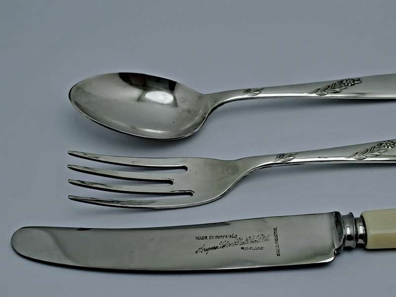 3pc Vintage Angora Silver Plate EPNS Childrens Cutlery set-Sheffield England.Boxed