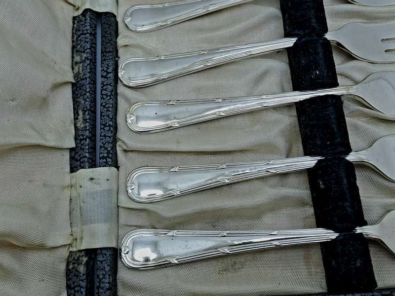 6pc Vintage Yeoman Silver Plate EPNS Cake-Forks-Sheffield England.Boxed