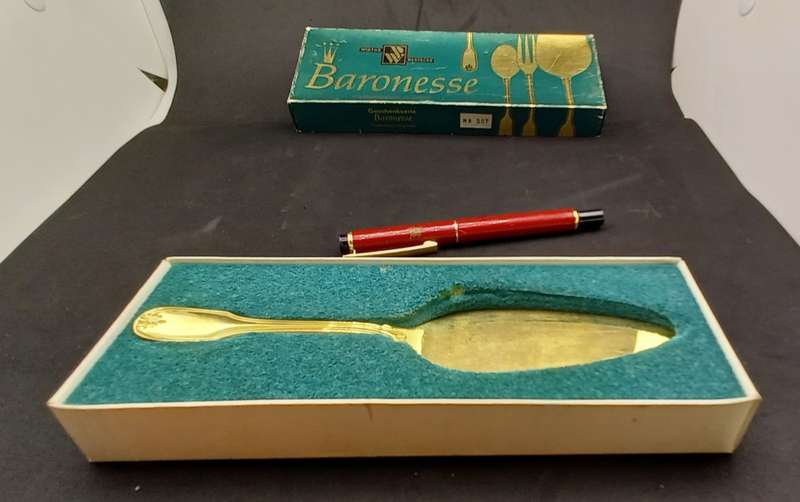 Vintage German Gold Plated Cake Lifter -190mm Boxed