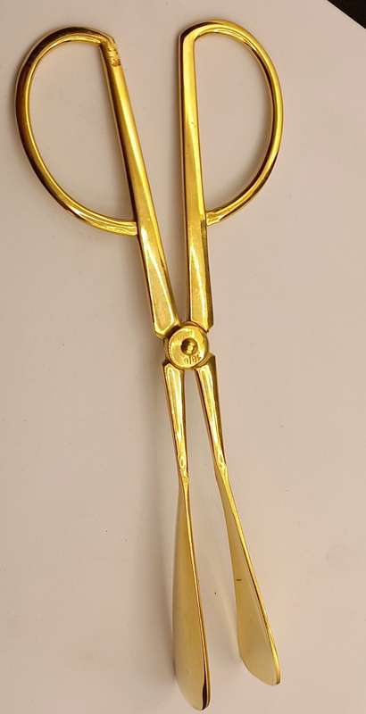Vintage Food Tongs (Gold / Plated ) 183x55mm Unused - Boxed