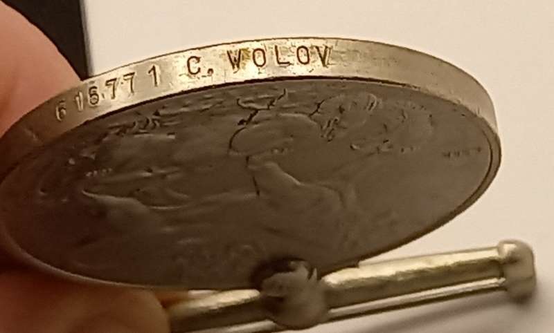 WW2 1939-1945 Defence Medal with Ribbon Engraved C.Wolov  616771