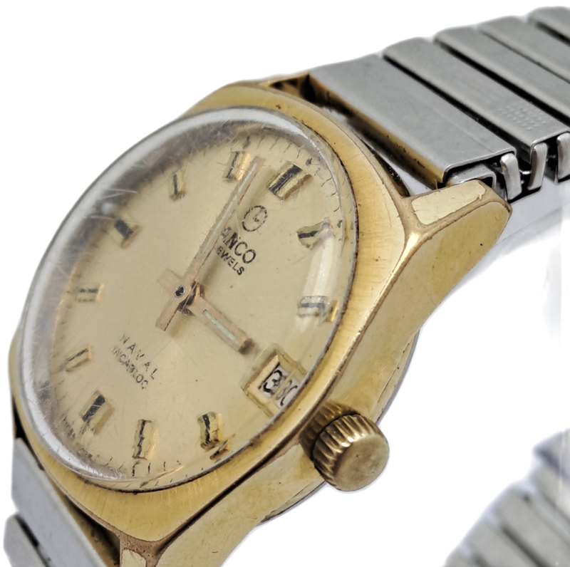 Vintage Swiss Made Lanco 7553 Naval Incabloc Mens Watch -Working -17 Jewels