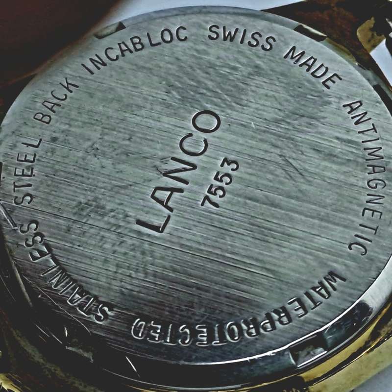 Vintage Swiss Made Lanco 7553 Naval Incabloc Mens Watch -Working -17 Jewels