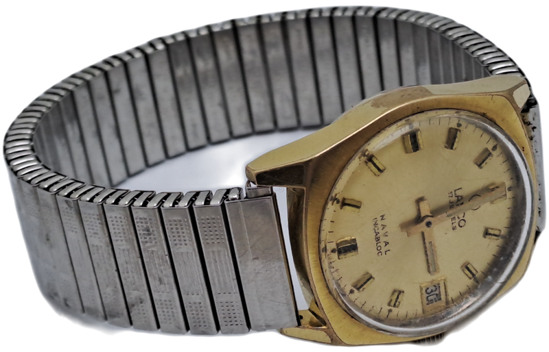 Vintage Swiss Made Lanco 7553 Naval Incabloc Mens Watch -Working -17 Jewels