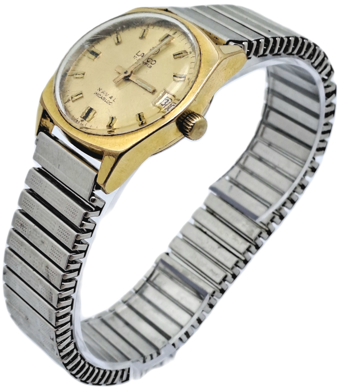 Vintage Swiss Made Lanco 7553 Naval Incabloc Mens Watch -Working -17 Jewels