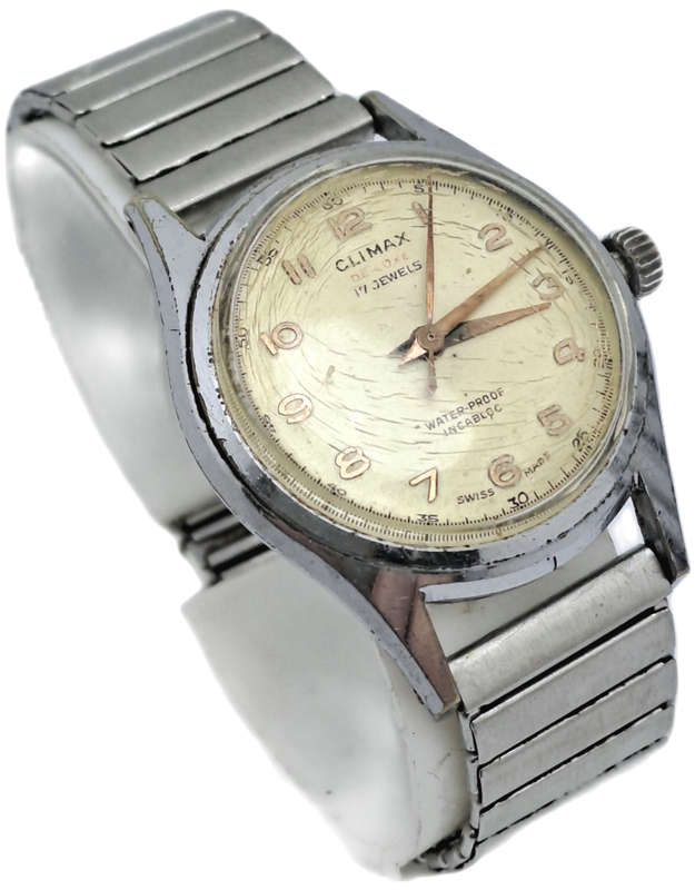 Vintage Swiss Made Climax de Luxe Incabloc Mens Watch -Working -17 Jewels