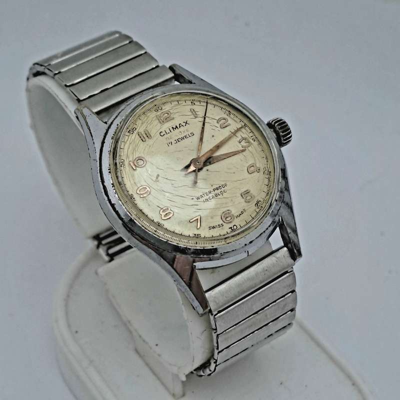 Vintage Swiss Made Climax de Luxe Incabloc Mens Watch -Working -17 Jewels