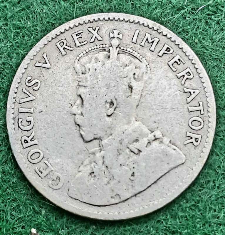 1932 South Africa Silver (.800) 3 Pence  - George V 3D Circulated