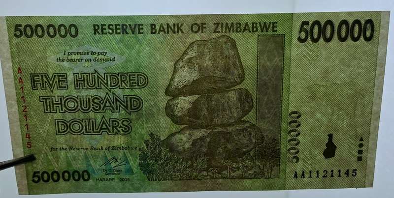 2008  Zimbabwe 500 000 Dollars