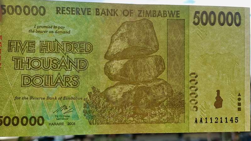 2008  Zimbabwe 500 000 Dollars