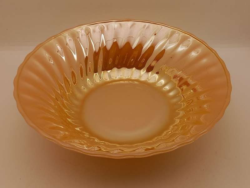 1940 -1950s Vintage Anchor Hocking Fire-King Glass Peach Lusterware SALAD BOWL 6cmx21cm-USA