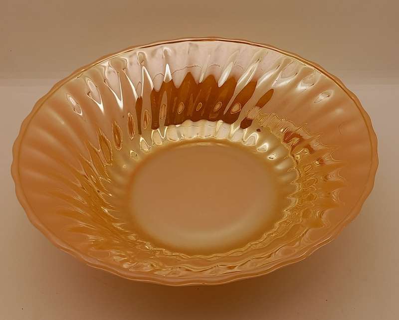 1940 -1950s Vintage Anchor Hocking Fire-King Glass Peach Lusterware SALAD BOWL 6cmx21cm-USA