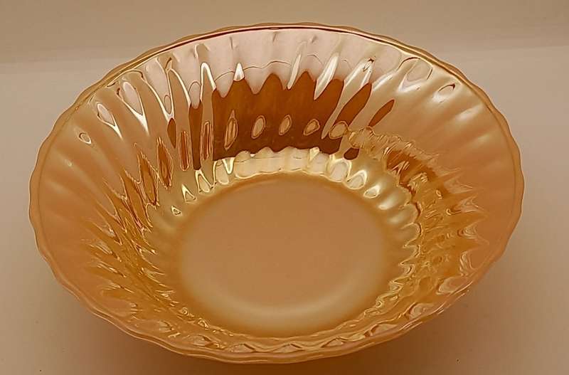 1940 -1950s Vintage Anchor Hocking Fire-King Glass Peach Lusterware SALAD BOWL 6cmx21cm-USA