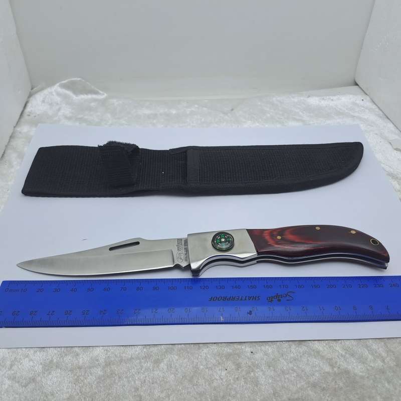 Pre-Owned Columbia Fujunjie USA Folding Knife with Canvas Sheath