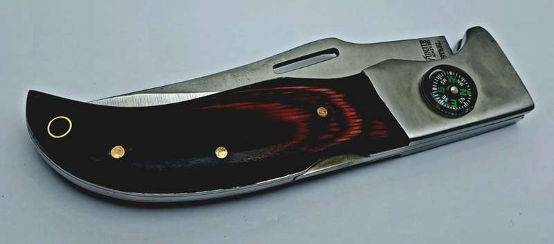 Pre-Owned Columbia Fujunjie USA Folding Knife with Canvas Sheath
