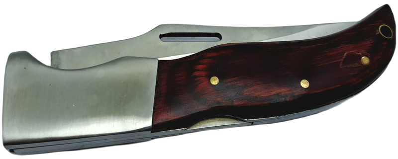 Pre-Owned Columbia Fujunjie USA Folding Knife with Canvas Sheath