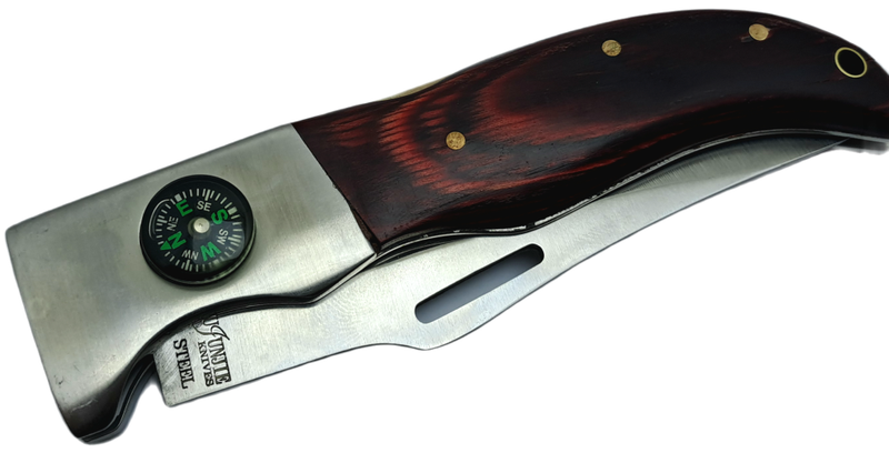 Pre-Owned Columbia Fujunjie USA Folding Knife with Canvas Sheath