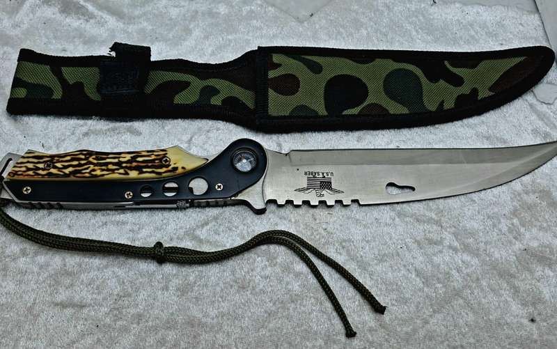 Pre-Owned USA Saber Survival Knife with Canvas Sheath