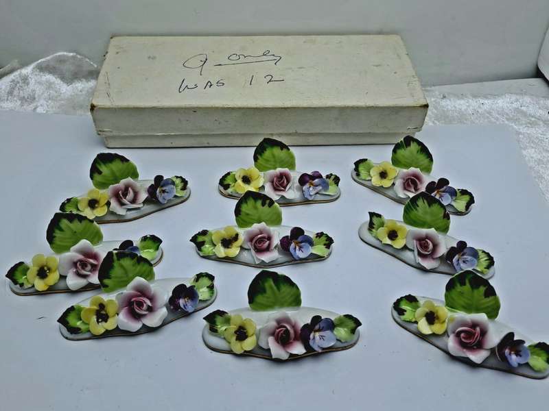 Vintage RoyaL Avon Bone China Hostess Name/Place Card Holders -In Original box