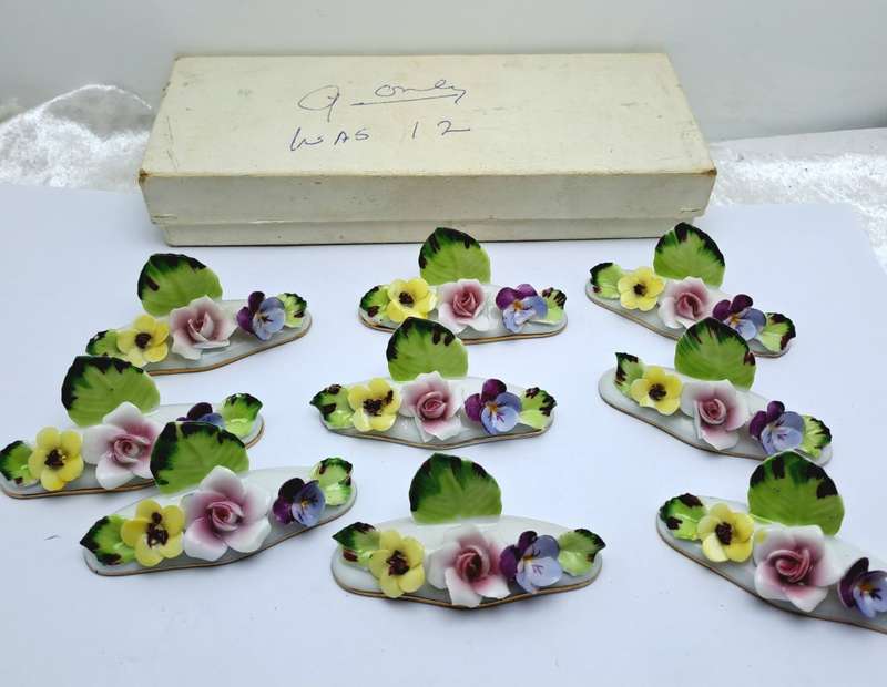 Vintage RoyaL Avon Bone China Hostess Name/Place Card Holders -In Original box