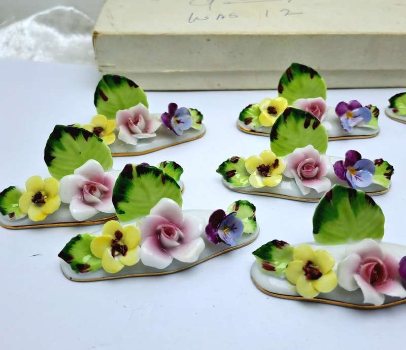 Vintage RoyaL Avon Bone China Hostess Name/Place Card Holders -In Original box