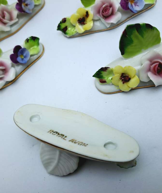 Vintage RoyaL Avon Bone China Hostess Name/Place Card Holders -In Original box