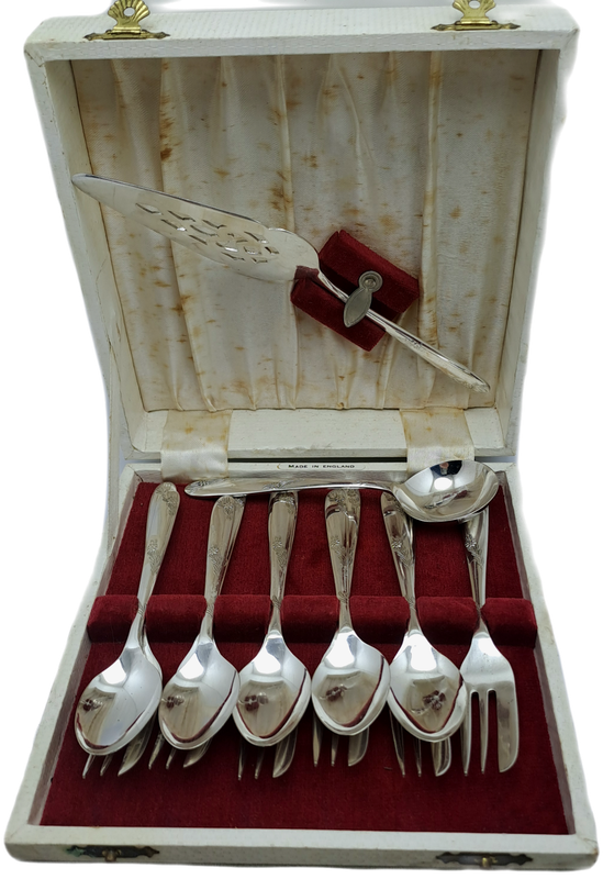 Vintage 13pc Angora Silver Plate Co.Ltd E.P.N.S Tea cutlery set -Boxed (One teaspoon Missing)