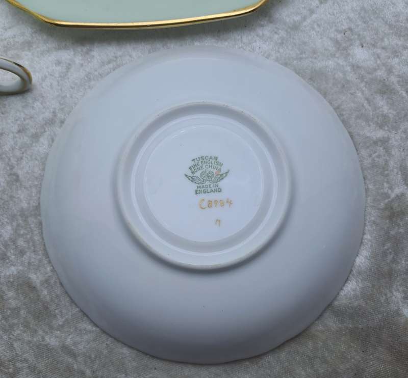 Vintage Royal TUSCAN Mint Green Trio Fine English Bone China Pattern C8984 (2 available)