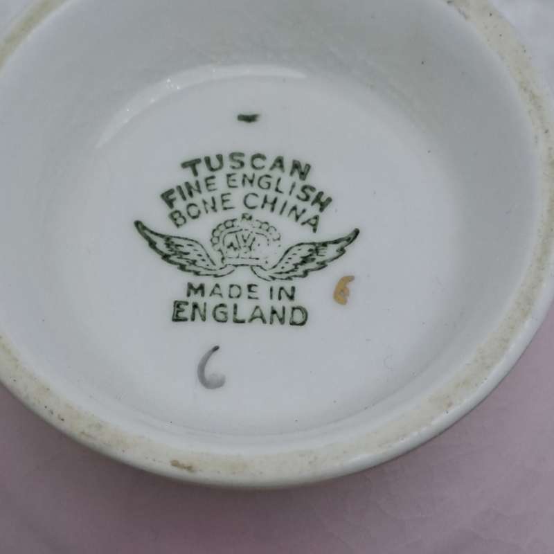Vintage Royal TUSCAN Pastel Pink Trio Fine English Bone China Pattern C9013 (Cup hairline Crack)