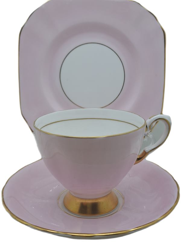 Vintage Royal TUSCAN Pastel Pink Trio Fine English Bone China Pattern C9013 (Cup hairline Crack)