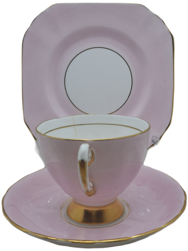Vintage Royal TUSCAN Pastel Pink Trio Fine English Bone China Pattern C9013 (Cup hairline Crack)