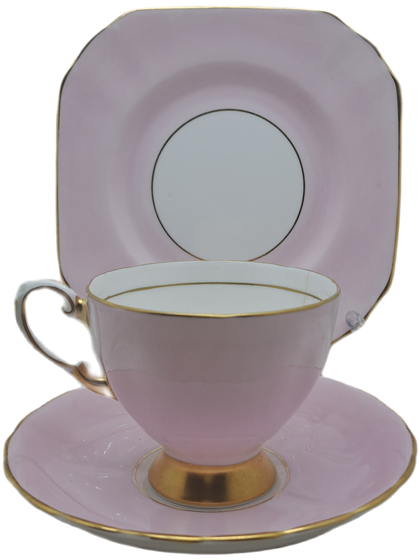 Vintage Royal TUSCAN Pastel Pink Trio Fine English Bone China Pattern C9013 (Cup hairline Crack)