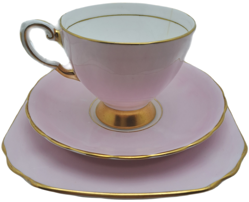Vintage Royal TUSCAN Pastel Pink Trio Fine English Bone China Pattern C9013 (Cup hairline Crack)