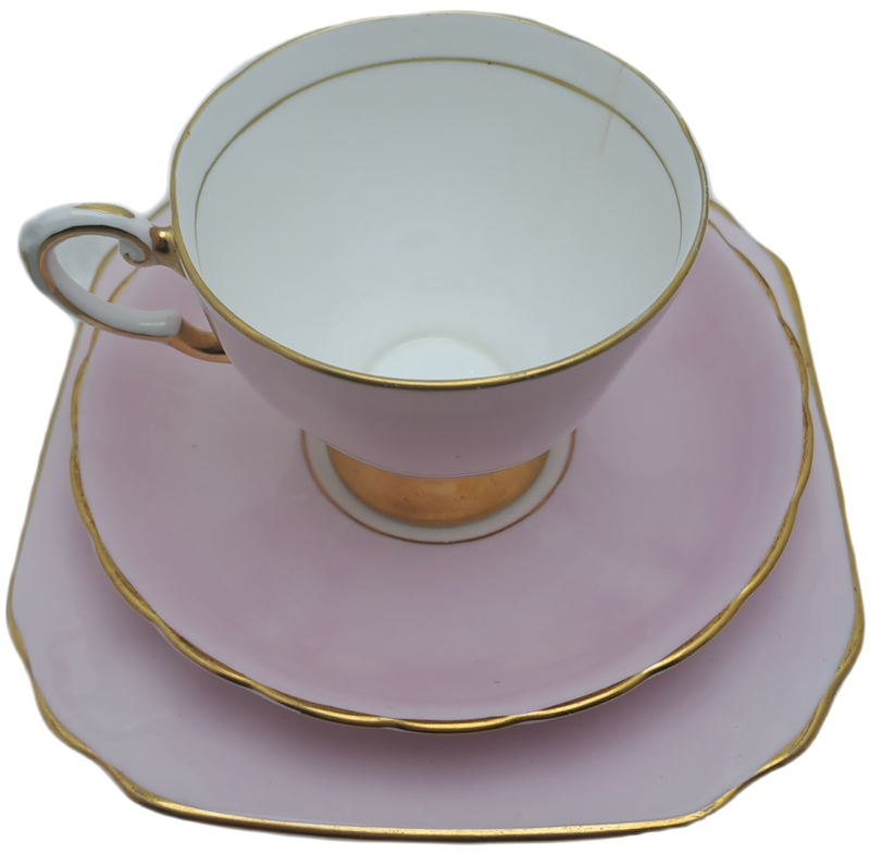 Vintage Royal TUSCAN Pastel Pink Trio Fine English Bone China Pattern C9013 (Cup hairline Crack)