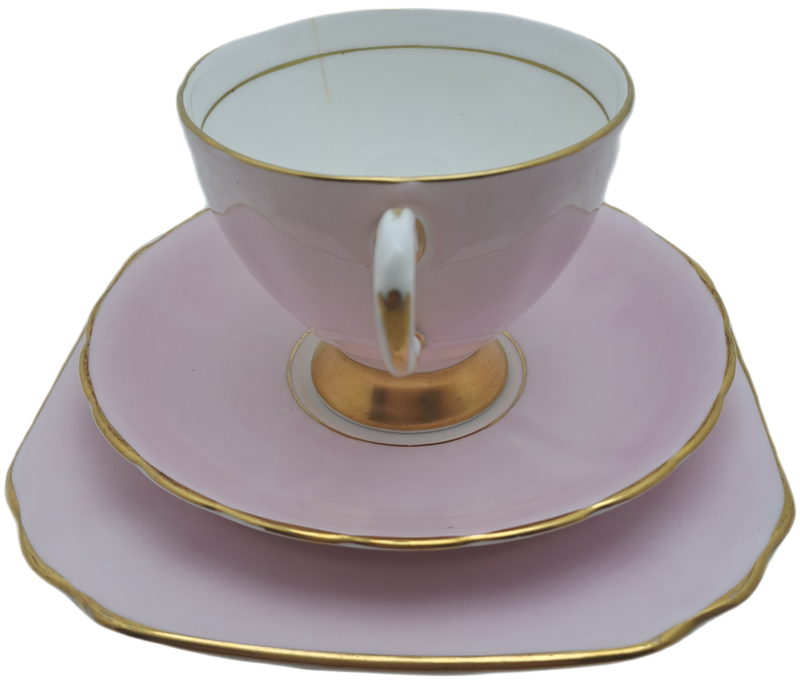 Vintage Royal TUSCAN Pastel Pink Trio Fine English Bone China Pattern C9013 (Cup hairline Crack)