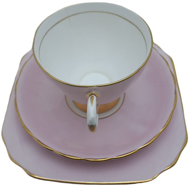 Vintage Royal TUSCAN Pastel Pink Trio Fine English Bone China Pattern C9013 (Cup hairline Crack)
