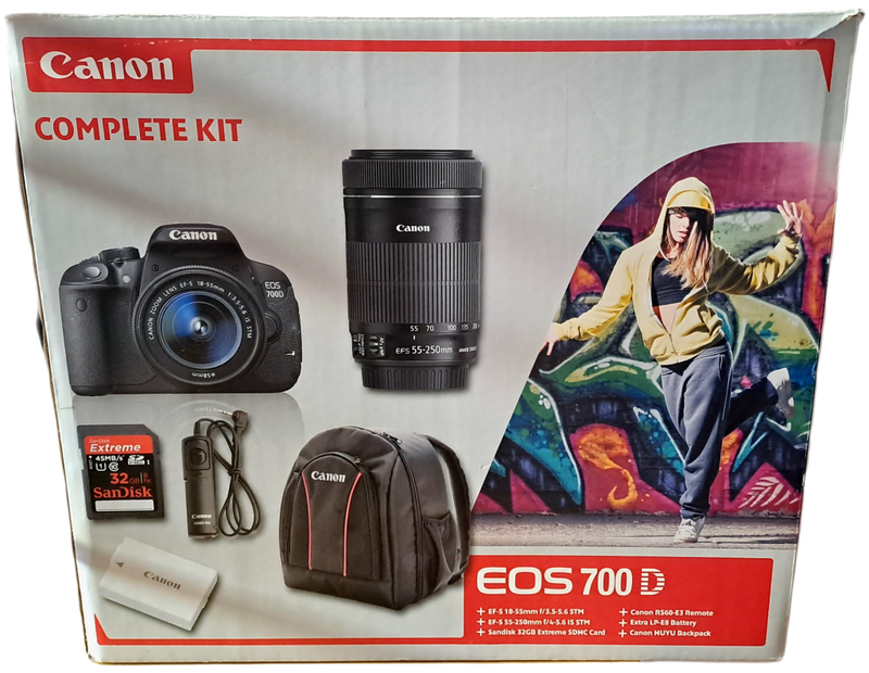 Pre-Owned Canon EOS 700D COMPLETE Camera Kit in original Packaging With 2 Lenses