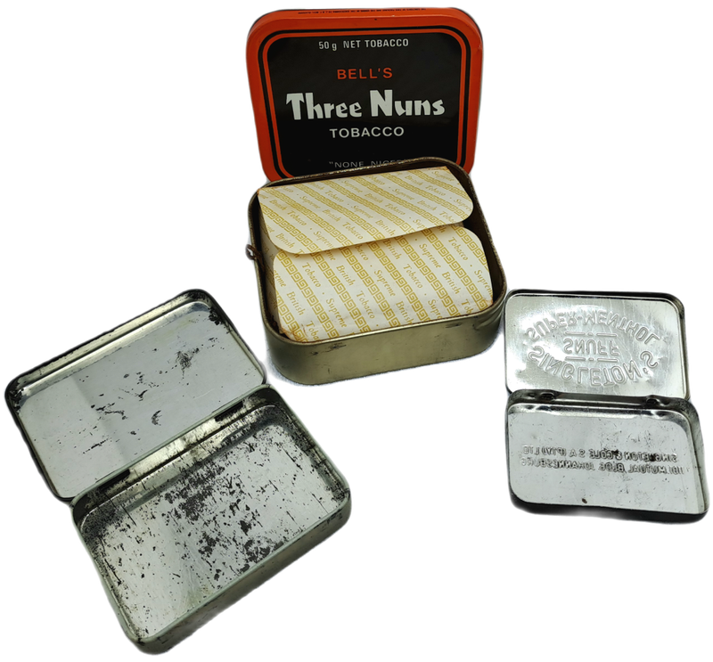 3 x Vintage Tins - Bell`s 3 Nuns Tabacco-Singleton`s Snuff-Johnson&Johnson Band aid